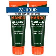 Whole Body Deodorant Men Invisible Cream 72Hr Odor Control 3oz Pack Mando Hour