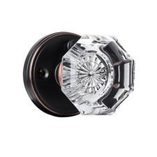 Glass Door Knobs Interior with Lock, Vintage Crystal Privacy Octagon Oil Rubb...