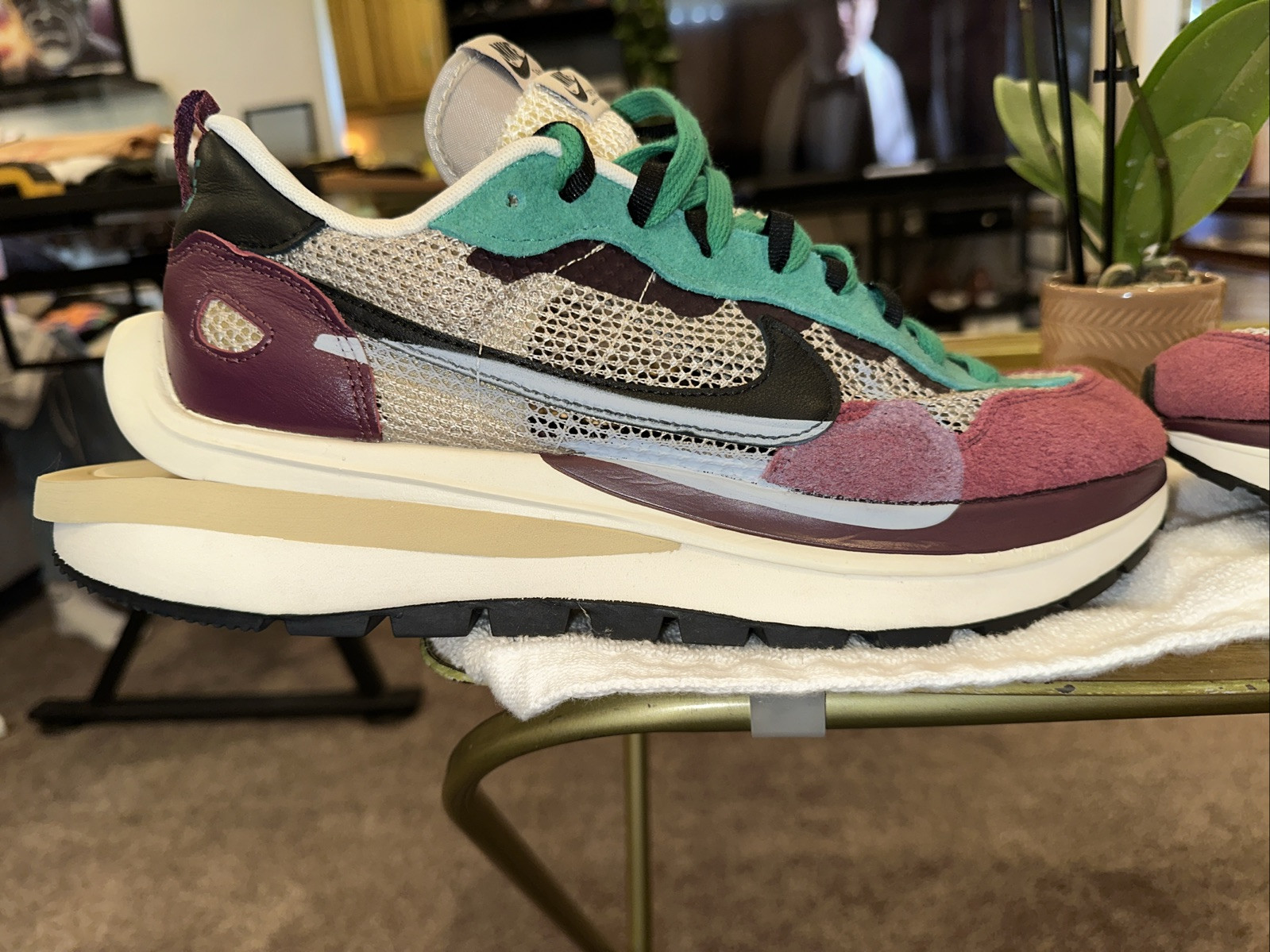 SACAI X NIKE Taglia 11 Nike Sacai x VaporWaffle SP Villain Red DD3035 200 forma eccellente PULITO