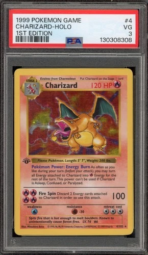 Pokemon Charizard Base Set Shadowless 1st Edition Holo Rare #4 PSA 3