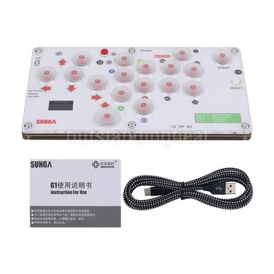 SUNGA 17-Botton Mini Arcade Controller Fight Stick w/ Screen for Hitbox PC/PS4- 