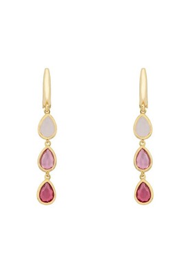 Latelita Sardinia Teardrop Earrings Gold Rose Quartz Tourmaline Ruby Ombre Pinks