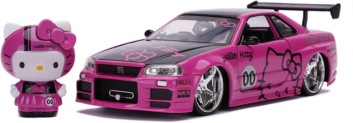 Jada Toys 1/24 2002 Nissan Skyline GT-R (BNR34) with Hello Kitty