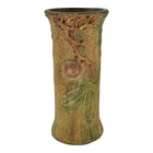 Weller Baldin Woodcraft 1915-20 Art Pottery Brown Green Red Apple Tall Vase