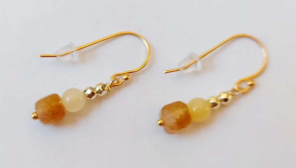 Orecchini in argento 925 oro pietre tormalina giada ematite dorata regalo Natale - Immagine 3 di 4