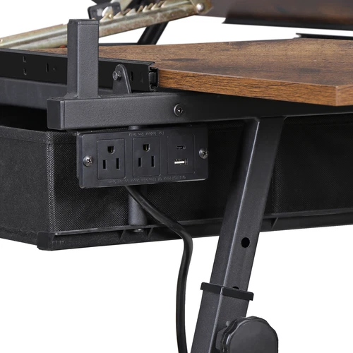 Adjustable Drafting Table and Stool Set with Outlet and Storage Drawers 3 Colors - Picture 21 of 26