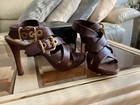 Lucilla Pessoa Brown Leather Strappy Sandals With Gold Buckles – Size 8 – New — photo 4