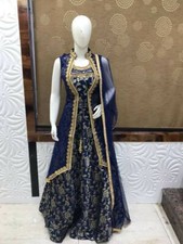 3 Piece Floor Length Designer Gown with Net Dupatta designer jacket-USA Seller