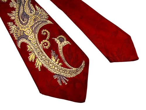 Vintage 1940s Tie Men's Neck Ties Swing Neckties 1930s RED Wide Rayon 51X3.8" - Picture 5 of 9
