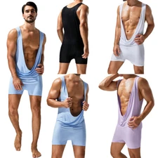 Men One-piece Wrestling Singlets Boxers Jumpsuit Deep-V Bodysuit Fitness Leotard