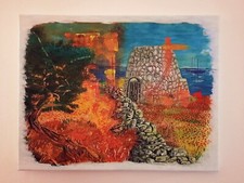 Quadro dipinto a mano acrilico su tela 45x35. Paesaggio rielaborato