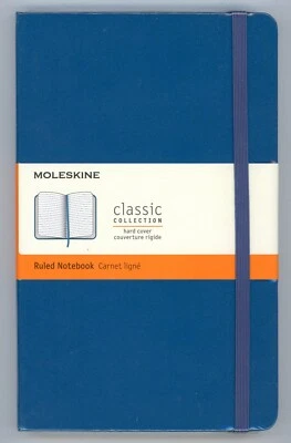 MOLESKINE BLUE LARGE HARD COVER NOTEBOOK (240 LINED PAGES) NEW in PACKAGE!!
