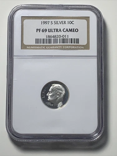 1997 S Roosevelt Proof 10c, NGC PF 69 ULTRA CAMEO （silver）
