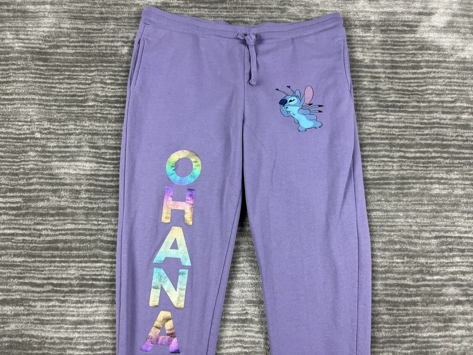 Disney Stitch Sweatpants Juniors XL 15-17 Purple Drawstring Sweatpants Joggers - Image 2 of 4