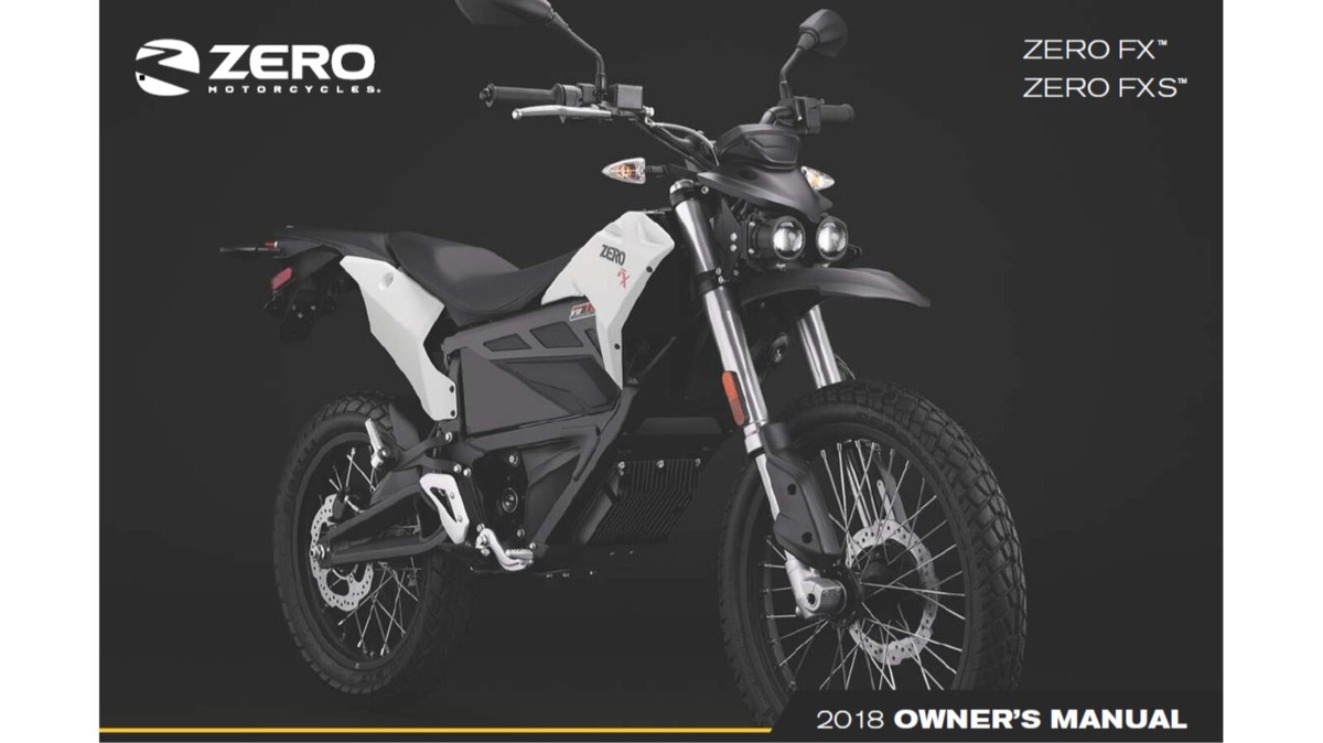 2018 Zero FX and Zero FXS Motorcycle Maintenance Owners Manual (Reprint)