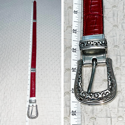 Vintage Brighton Reversible Belt Black Red Leather Silver  display picture 1