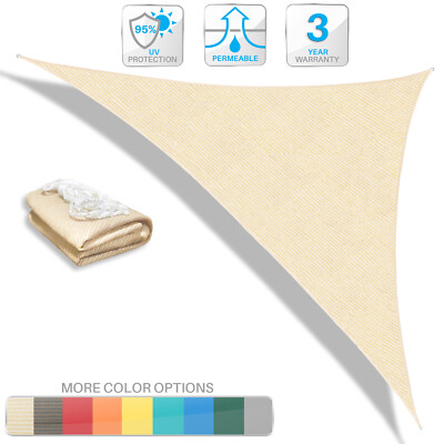 16ft Outdoor Shade Sail Triangle Sun Awning Cover for Patio Garden Yard Pool