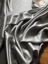 Pure silk crepe satin, 19 momme, 114 cm, silver, sold by half a metre