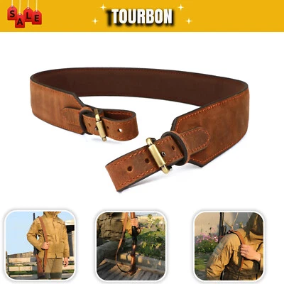 TOURBON Leder-Gewehrriemen Gun Carry Strap Gun Sling-Tragegurt Jagd Verstellbar