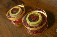2 Guitar Speed Volume / Tone Knobs... Gold/Red Flake... JAT CUSTOM GUITAR PARTS