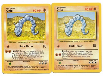 Pokemon Cards X2 Onix Shadowless Shadow 56 102 Base Set Ebay