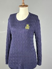 LAUREN RALPH LAUREN Blue Cable Knit Pullover Sweater Size M