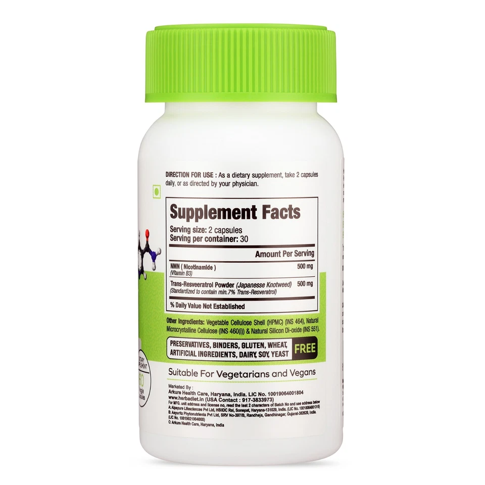 Casi nuevo + Cápsulas de Resveratrol NAD Suplemento Nicotinamida Apoyo Inmunológico Energía Foto 2 de 4