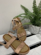 New Kelsi Rose Gold Double Strap Flatform Diamante Jewelled Open Sandals UK 8