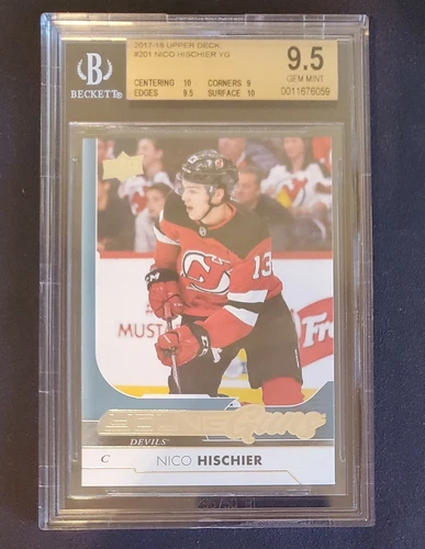 2017 2017-18 UPPER DECK NICO HISCHIER YOUNG GUNS ROOKIE BGS 9.5 w/ 2 10s 201