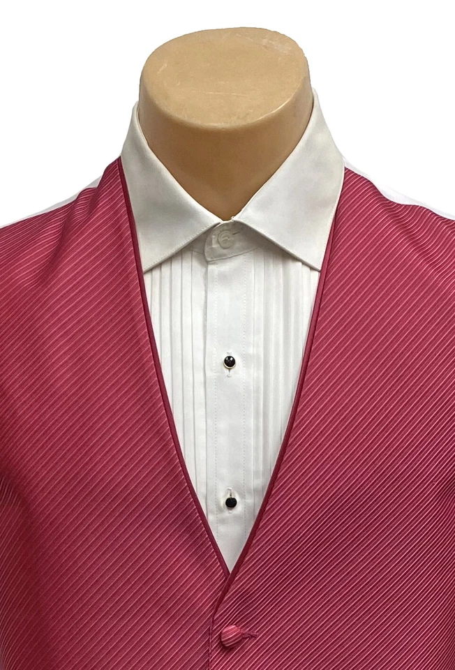 Men's Flow Formals Raspberry Tuxedo Vest Fullback Wedding Groom Prom Cruise - Image 2 of 4