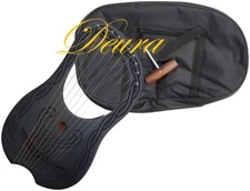 DEURA 10 Strings BLACK Lyre Harp Celtic + Tuning Key & Bag FAS820BK