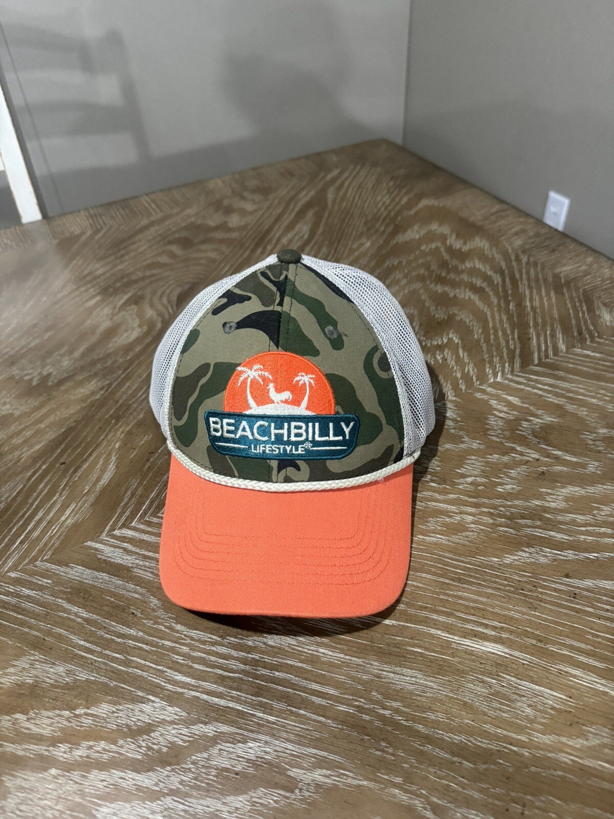 Cap Vintage Snapback  Mesh Back Orange And Camo