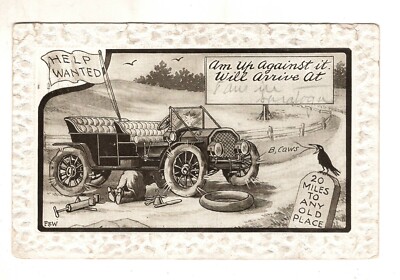 Help Wanted 20 Miles to Any Old Place Up Against It Embossed Vintage Postcard