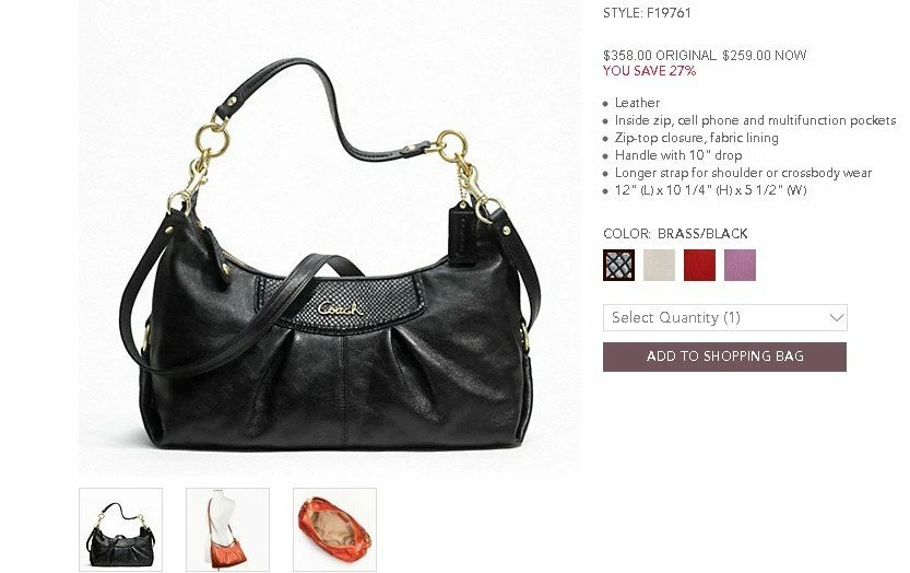 Monedero COACH F19761 Ashley Hobo Foto 2 de 4