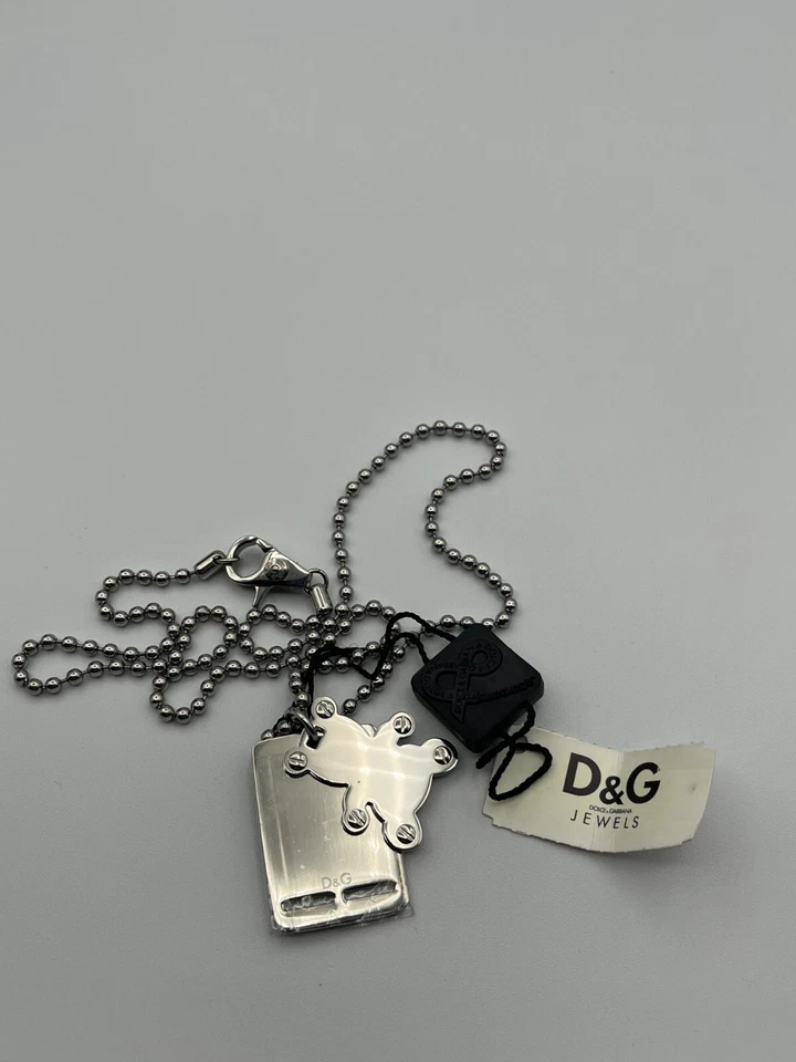 COLLANA DOLCE & GABBANA DJ0741 CON PIASTRINA E ORSETTO UNISEX  - Immagine 2 di 2