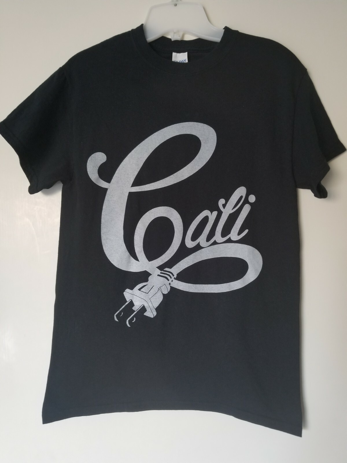 Cali Logo Basic Solid Black Short Sleeve T Shirt … - image 1