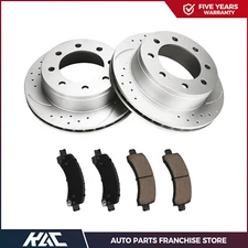 6PCS Rear Drilled Rotors & Ceramic Brake Pads for 2003-2019 Express Savana 3500