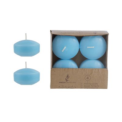 Mega Candles - Unscented 2'' Floating Disc Candles - Light Blue, Set of 12