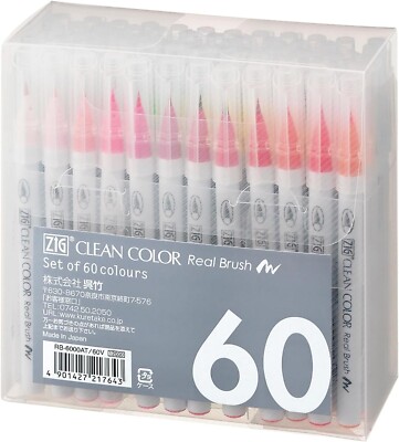 Kuretake Brush Pen Wässrig ZIG Clean Colour Real Brush 60er Set Made in Japan