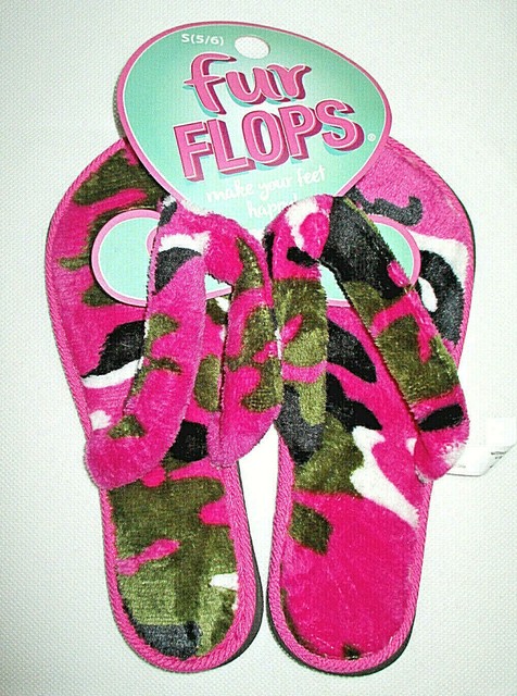 pink fur flip flops