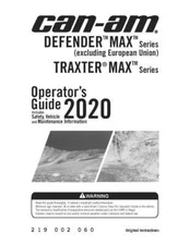 Can Am Owners Manual Book 2020 Defender MAX Limited HD10