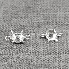 50 Sterling Silver Bezel Settings for 4mm Stone 925 Silver 4 Prong Claw Setting