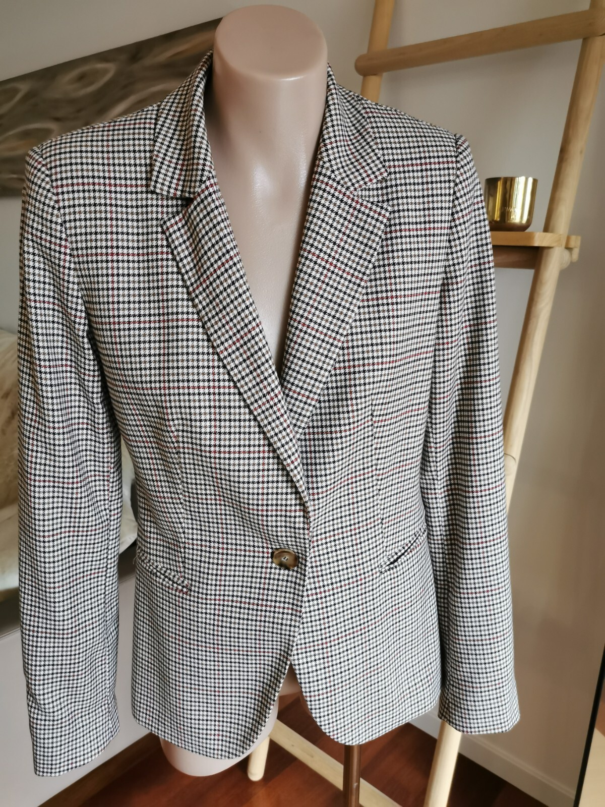 Zara Basic houndstooth single breasted Blazer and… - image 2