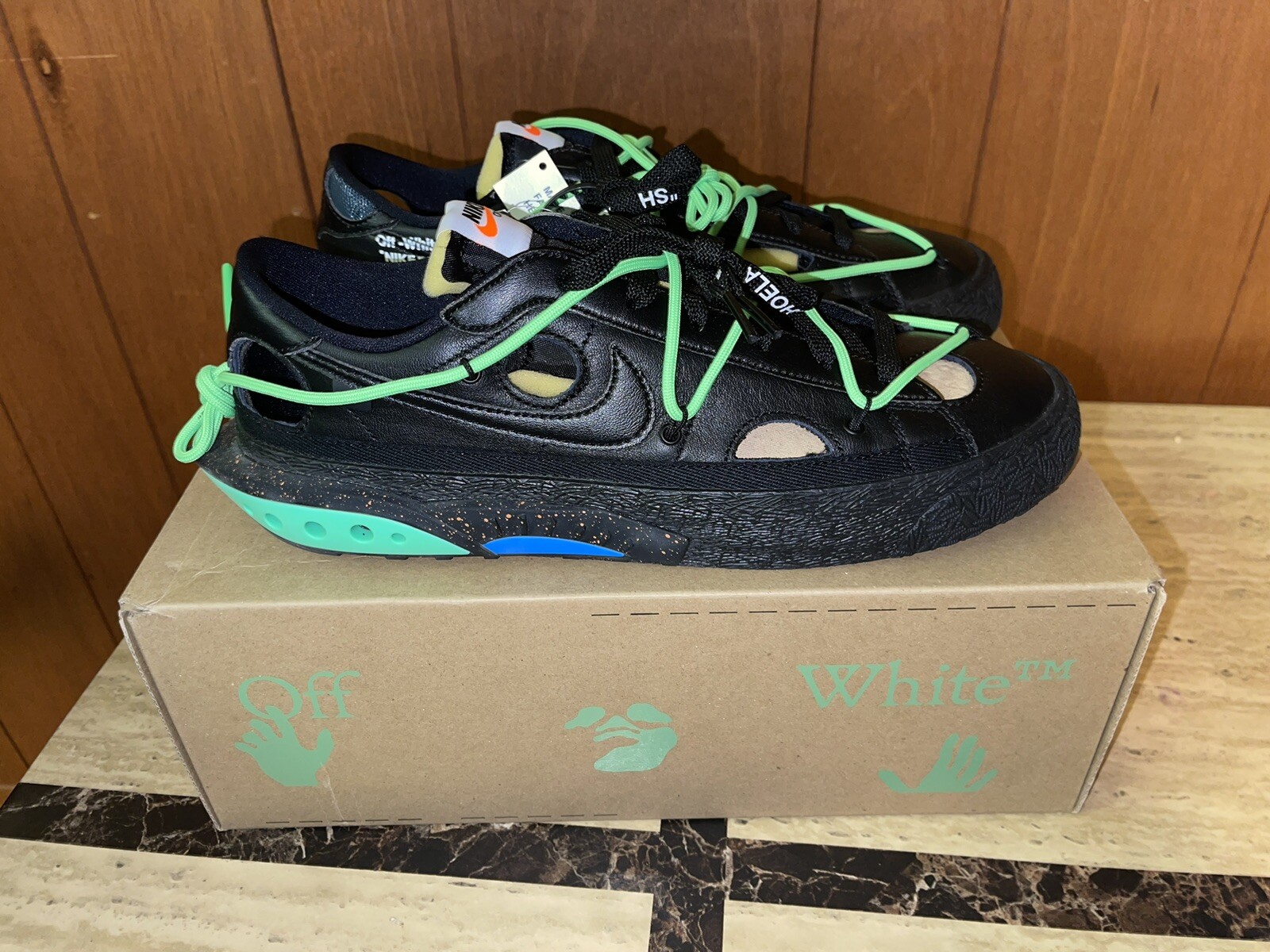 OFF WHITE X NIKE Taglia 10 Nike blazer basso x bianco sporco nero 2022 NUOVO