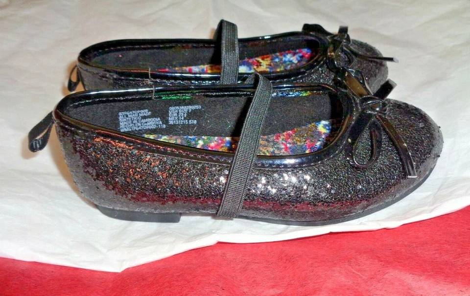 New non marking memory foam Faded Glory metallic black 7T girls dress shoes - Image 3 of 4