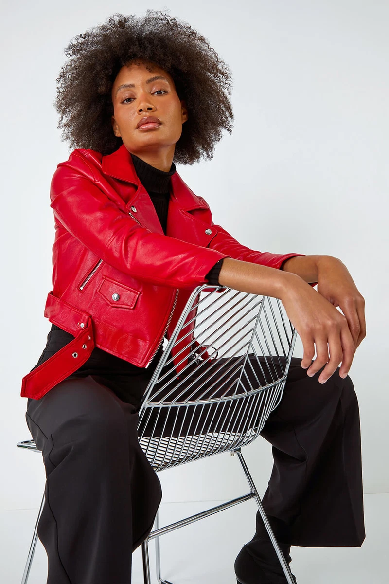 Faux leather biker shop jacket womens uk