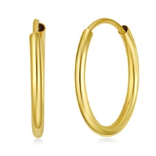 Wellingsale 14k Yellow Gold 1.5mm Endless Classic Hoop Earrings (17 x 17 mm)
