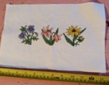 3 flowers in cross stitch garden floral sampler handstitched sweet floral chic
