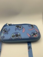 Disney Stitch Blue Pencil Case Zippered Storage Pouch w/ Wrist Strap Cute