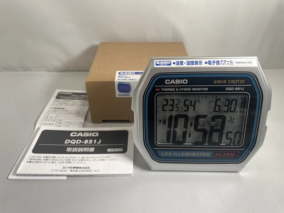 CASIO DQD-851J-8JF Clock electric wave alarm A158WA Motif from Japan NEW silver - Image 2 of 4